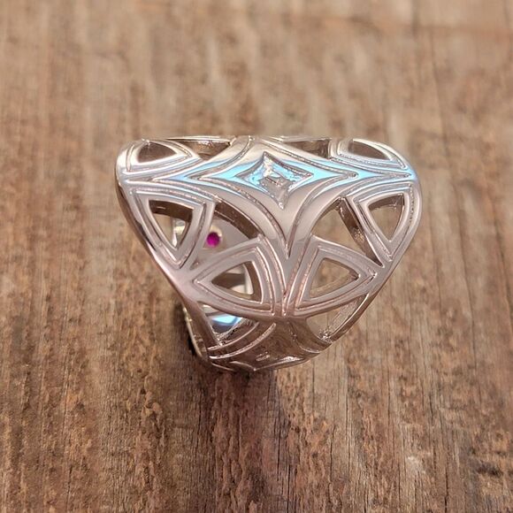 New Elle Sterling Silver Reflections Modern Openwork Ring - Picture 6 of 10